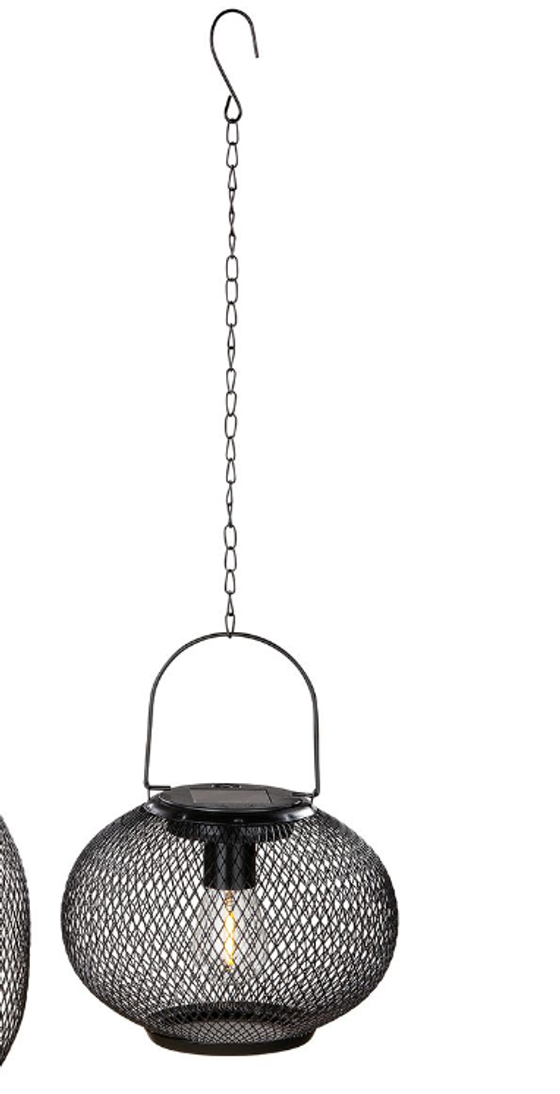Lampe | Solarbetriebene Outdoor- / LED Solarleuchte "Meshy" - schwarz / Kugel