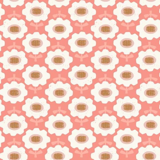 Fox & Flutter von Loes van Oosten für Cotton + Steel mit modernen grafischen Waldmotiven wie dem Square Fox in ruhigen Denimblau-, Rosé- und Grautönen. Ideal für besondere Taschen, Accessoires und Kleidung.