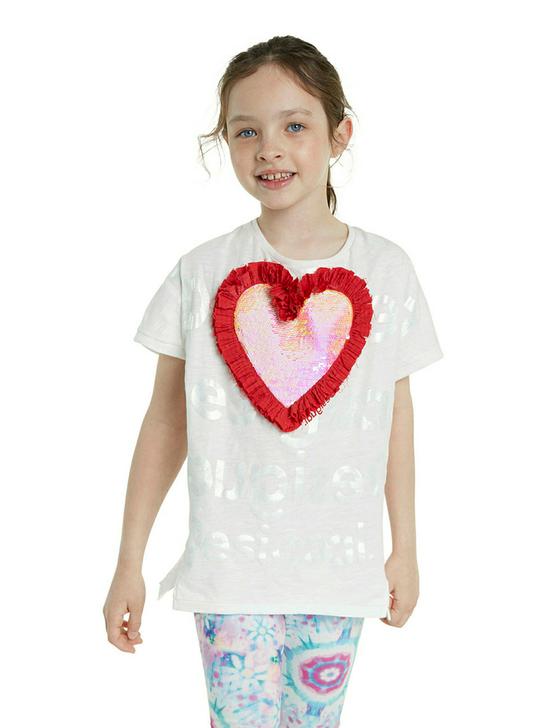 T-Shirt "Northhampton" mit aufgenähten Stoffherz und Wendepailletten