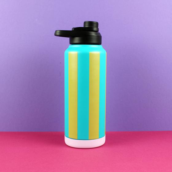 ava&yves Trinkflasche Stripes Petrol Olivgold Flieder 1000ml