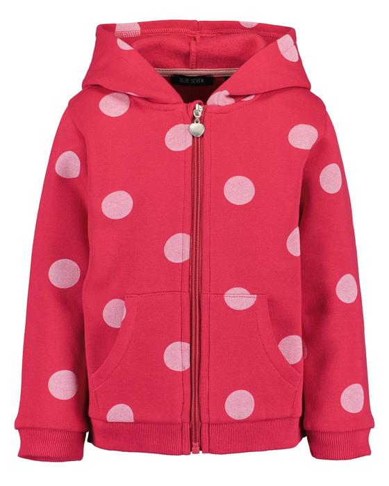 Sweatjacke "Punkte" mit Kapuze, magenta