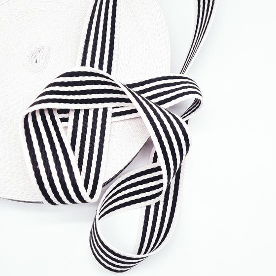 Gurtband Just Stripes 38mm - schwarz cremeweiß