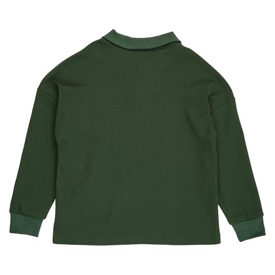Müsli By Green Coton Waffle Polo Langarm Shirt Forest Green