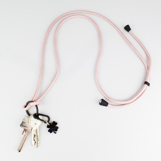 goldmarie Schlüsselkette NYLON KLEEBLATT DEERN rose-schwarz