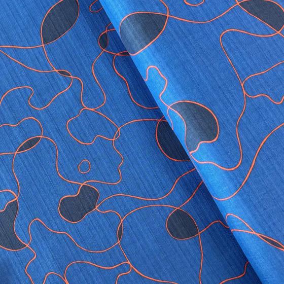 HOKKOH 1026-1225 Linienfluss japanischer Baumwollstoff mit organischem Linienmuster in Blau und Beige
