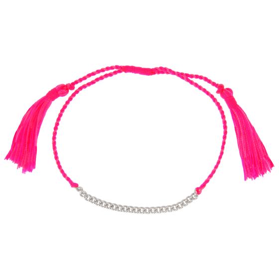 goldmarie Armband CHAIN - 925er Silber - Nylon geflochten - pink-rosa