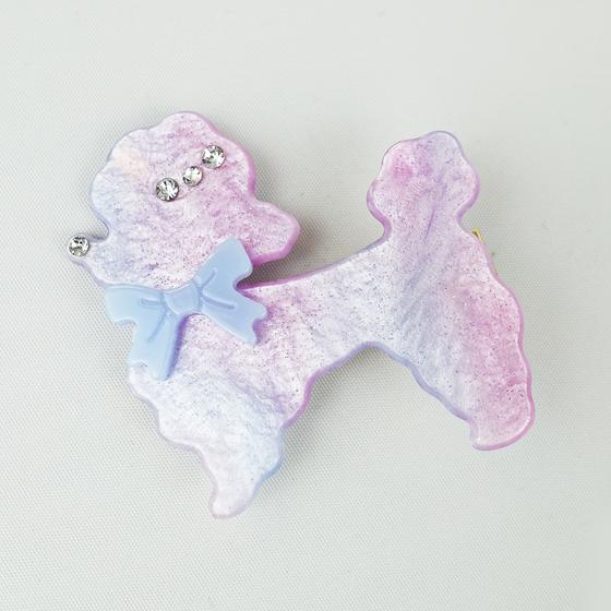 goldmarie Haarspange PUDEL HUND - pastell blau-lavendel - 5cm