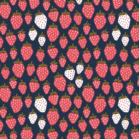 Queen of berries Erdbeeren Baumwollstoff 