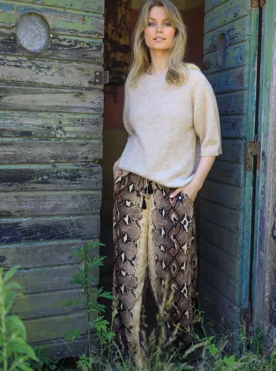 BLACK COLOUR Hose BCLuna Schlangenmuster 39177-PY - cappuccino-beige-schwarz