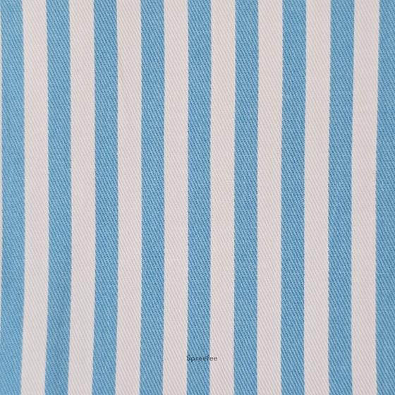 aqua-weiß gestreifter Baumwoll-Twill Stoff mit feiner Köperbindung – ideal für das Nähen von Taschen und Accessoires