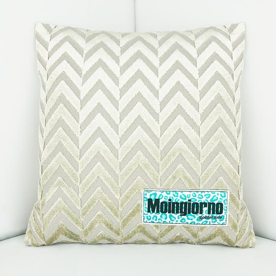 goldmarie Kissen MOINGIORNO Leo Label - Samt Zickzack creme - 30x30cm