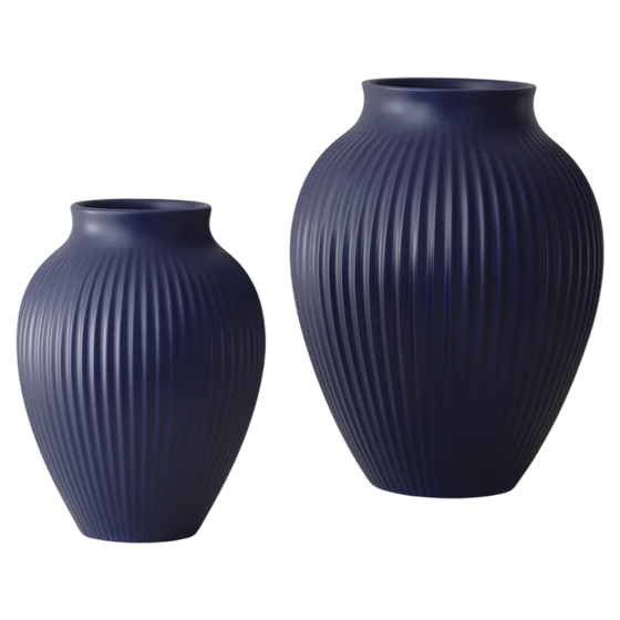Vase Ripple Mat Dark Blue von Knabstrup