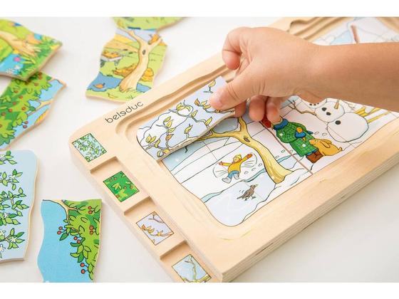 Lagenpuzzle "4 Jahreszeichen", Holz