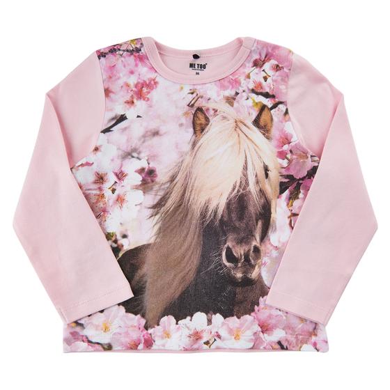 Shirt "Pony" mit hochwertigem Aufdruck, Langarm, rosa