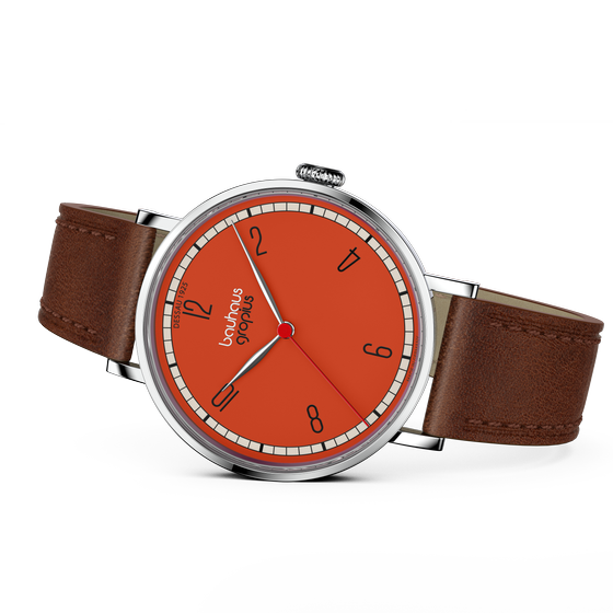 Walter Gropius Armbanduhr Dessau Orange