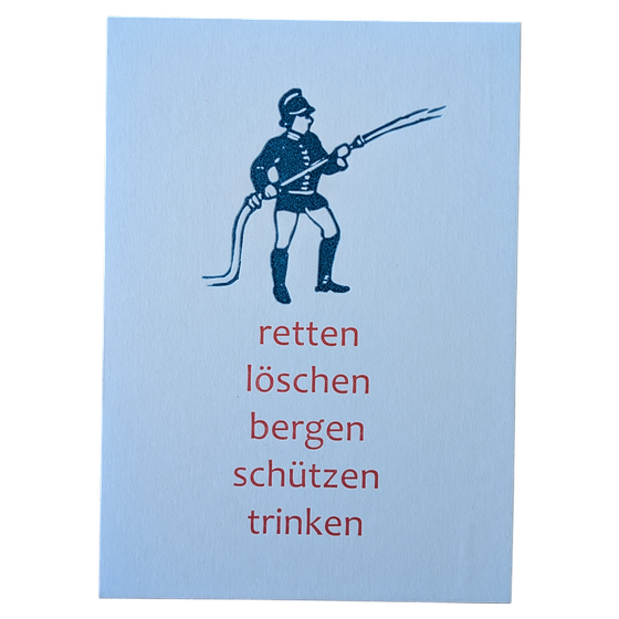 Postkarte in Bleisatz-Buchdruck Retten Bergen Löschen