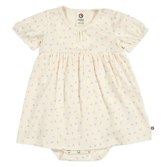 Müsli by Green Cotton Baby Puff Swing Dress Spring Tofu Shell Blue