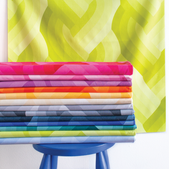 Echo Stoffkollektion von Emily Van Hoff für Moda in leuchtenden Farben mit gewebtem Ombre-Design