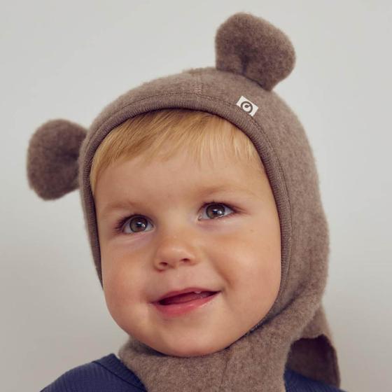 Müsli By Green Cotton Woolly Fleece Schlupfmütze Bear Balaclava Melange Walnut 