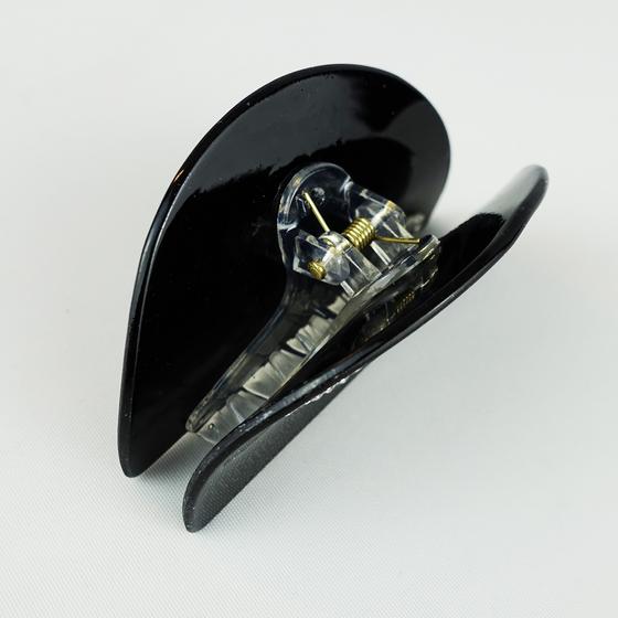 goldmarie Haarklammer SMILE Glitzer - Halbkreis - schwarz - 7,5cm