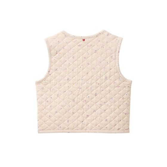 People wear Organic Wende Steppweste Floral Sand