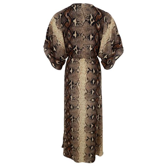 BLACK COLOUR KLEID BCLUNA V-Neck 39139-PY - Schlangenmuster - cappucciono-beige-schwarz