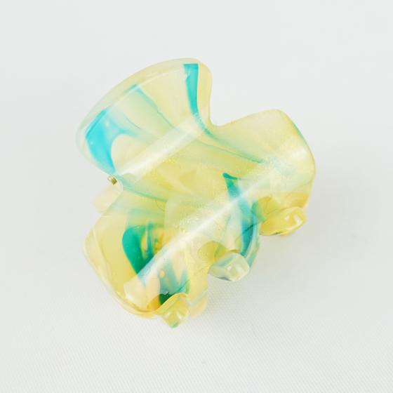 goldmarie Mini Haarklammer VIVAME - Aquarellmuster - bernstein-türkis - 3,5cm