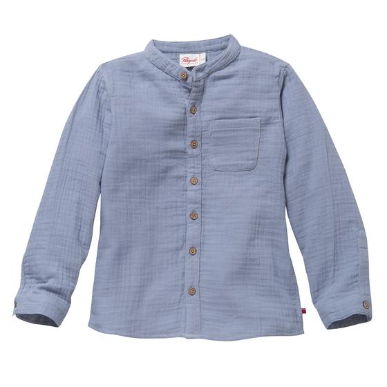 People wear Organic Musselin Hemd Taubenblau