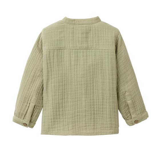 People wear Organic Musselin Hemd Helles Olivgrün