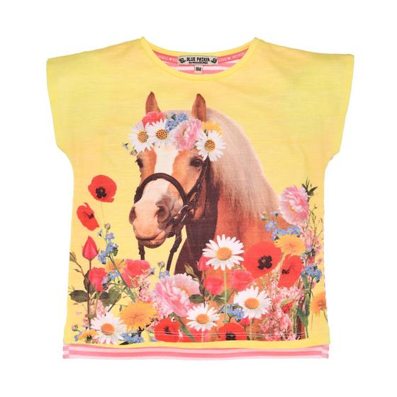 T-Shirt "Pferd mit Blumenwiese", reine Baumwolle