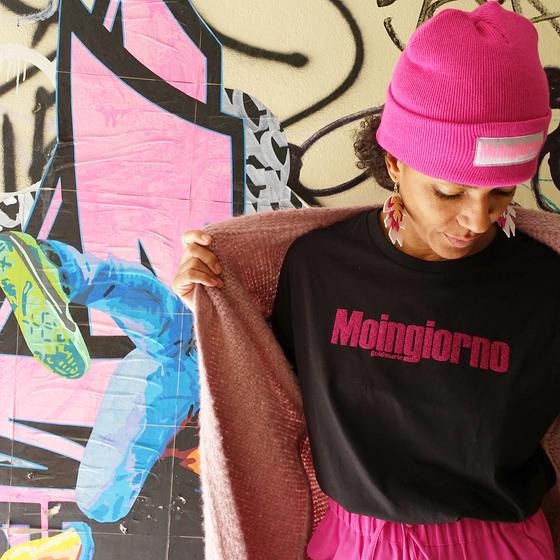 goldmarie MOINGIORNO T-Shirt Uschi - schwarz-pink mit Glitzer 