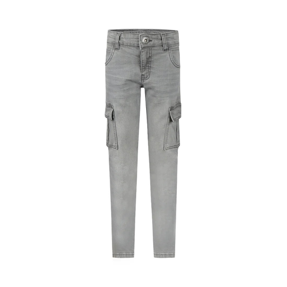 Cargo-Jeans, verstellbar, Baumwolle, grau