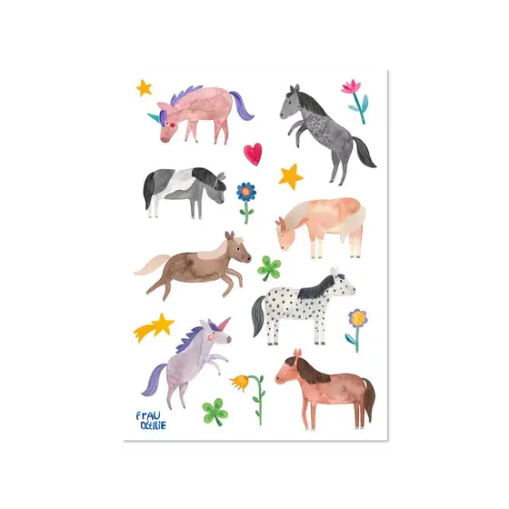 Frau Ottilie Spülmaschinenfeste Sticker Pferde