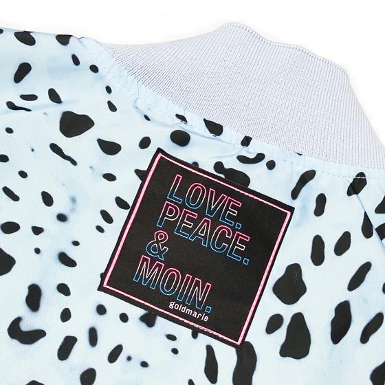 goldmarie Blouson Jacke Leo Muster LOVE PEACE MOIN - hellblau schwarz