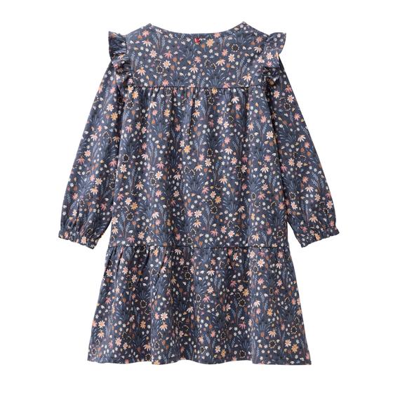 People wear Organic Langarm Kleid Mille Fleur Indigoblau