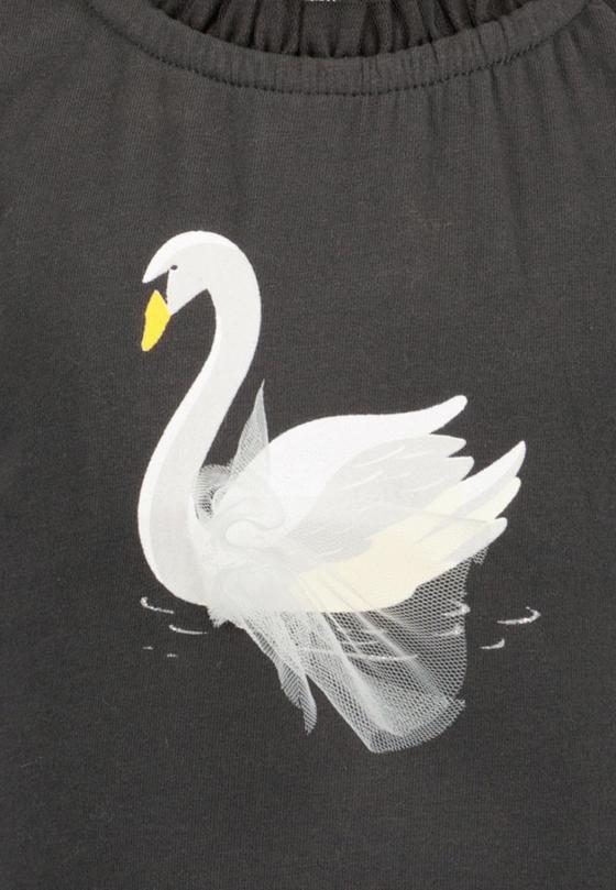 Langarmshirt "Schwan", Biobaumwolle, GOTS-zertifiziert, anthrazit