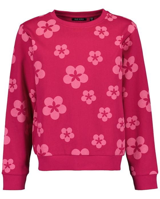 Sweatshirt "Blumen", reine Baumwolle, magenta