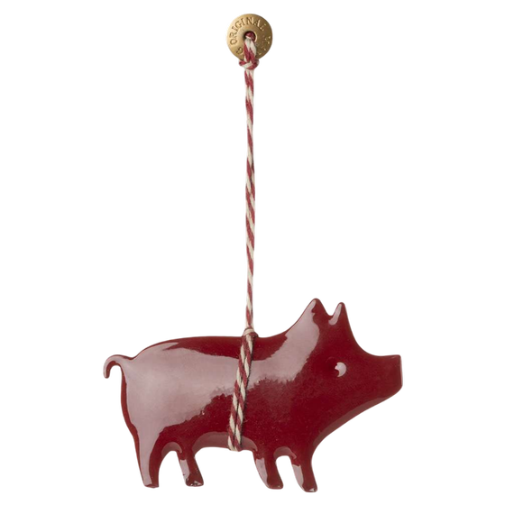 Maileg Metallornament Schwein Rot