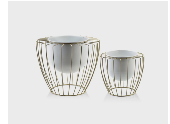 Pflanztopf | 2er Set Übertöpfe SWEN auf Gestell - beige