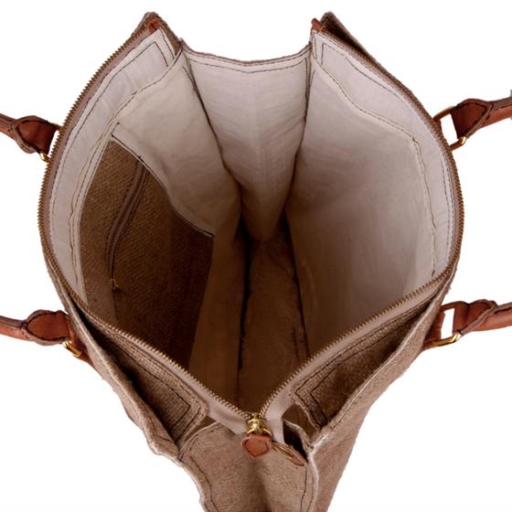 goldmarie Shopper Tasche Jute EIFFELTURM UNTERWASSERWELT natur-hellbraun 40x35cm