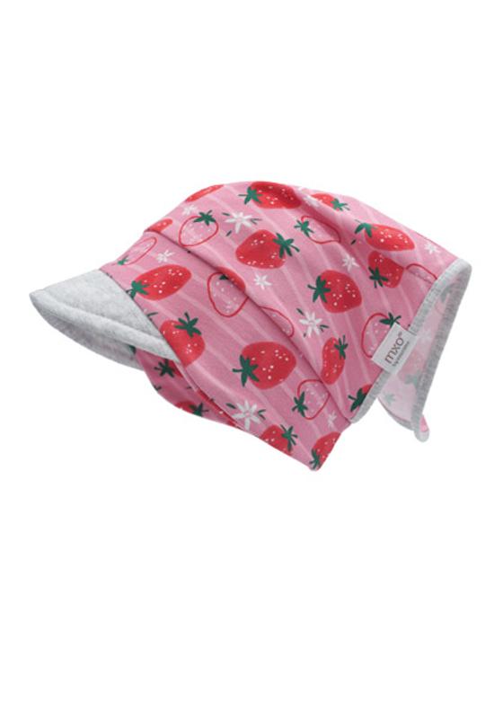 Kopftuch "Erdbeeren" mit kleinem Schild, UV 50+