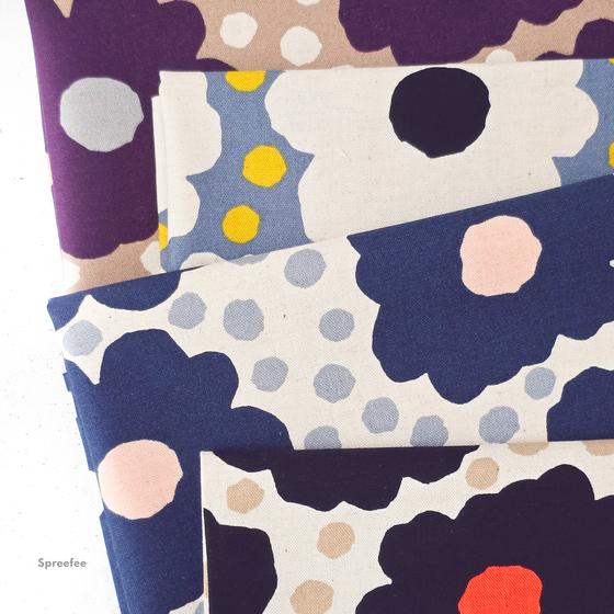 Blumen Canvas schwarz rot Cotton Kobayashi Japanische Stoffe