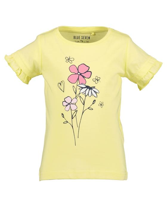 T-Shirt "Blumen" mit Rüschen, zitrone