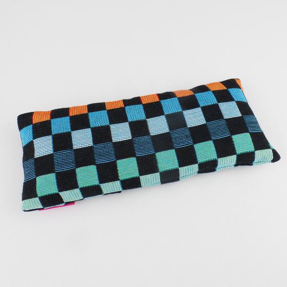 reinc. Yoga Augenkissen LOVE PEACE MOIN by goldmarie - bunt-schwarz kariert - 19x8cm