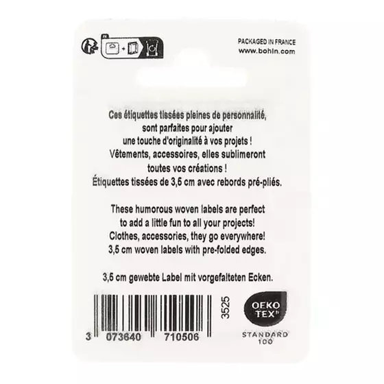 Bunte Bohin Webetiketten mit Sprüchen zum Aufnähen für selbstgenähte Taschen und Accessoires