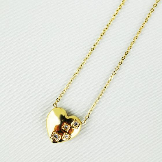 goldmarie Kette HERZ MEETS STRASS Stahl vergoldet 