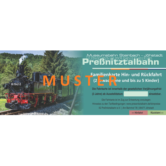 Familienkarte (Hin- und Rückfahrt, 2 Erwachsene und bis zu 5 Kinder) (Muster, Edition 1)