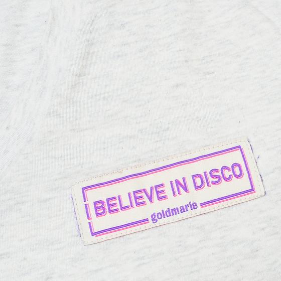 goldmarie T-Shirt V-Neck I BELIEVE IN DISCO - New Edition Label - hellgrau melange