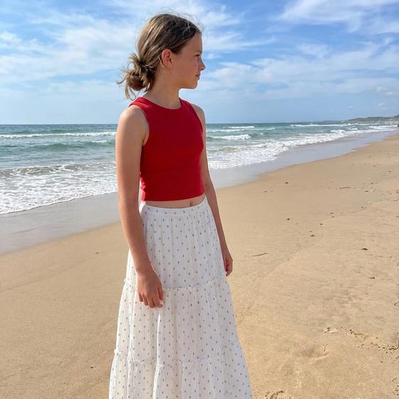 Langer Rock, luftig-leicht, weiß