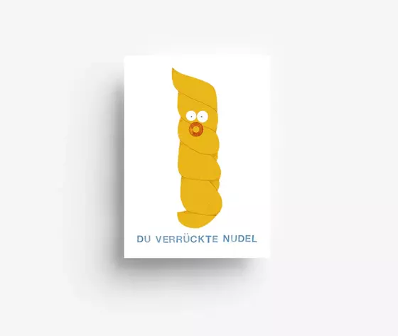 Verrückte Nudel, Postkarte von jungwiealt